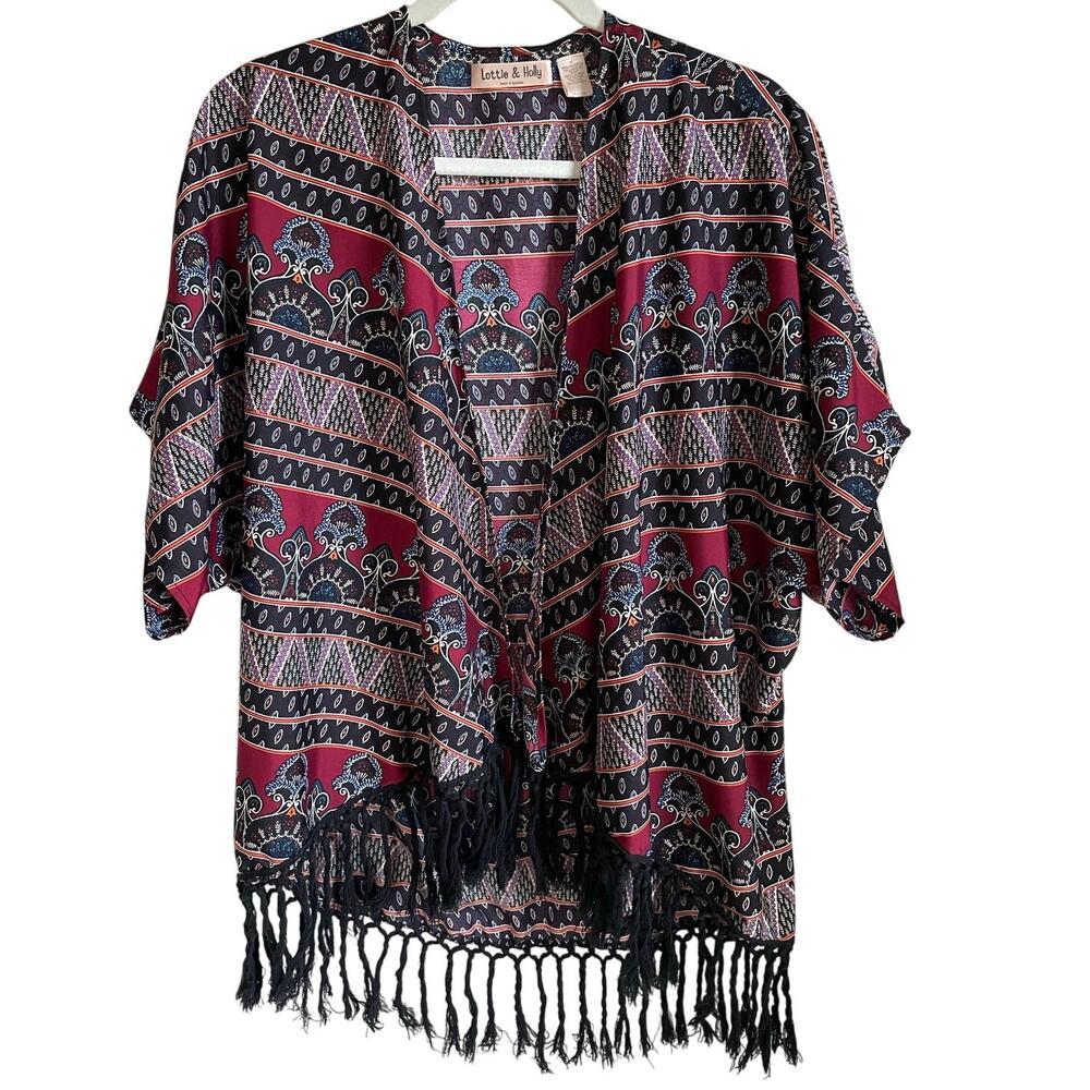 Lottie & Holly Band of Gypsies Kimono Fringe Sz M Boho Festival Hippie